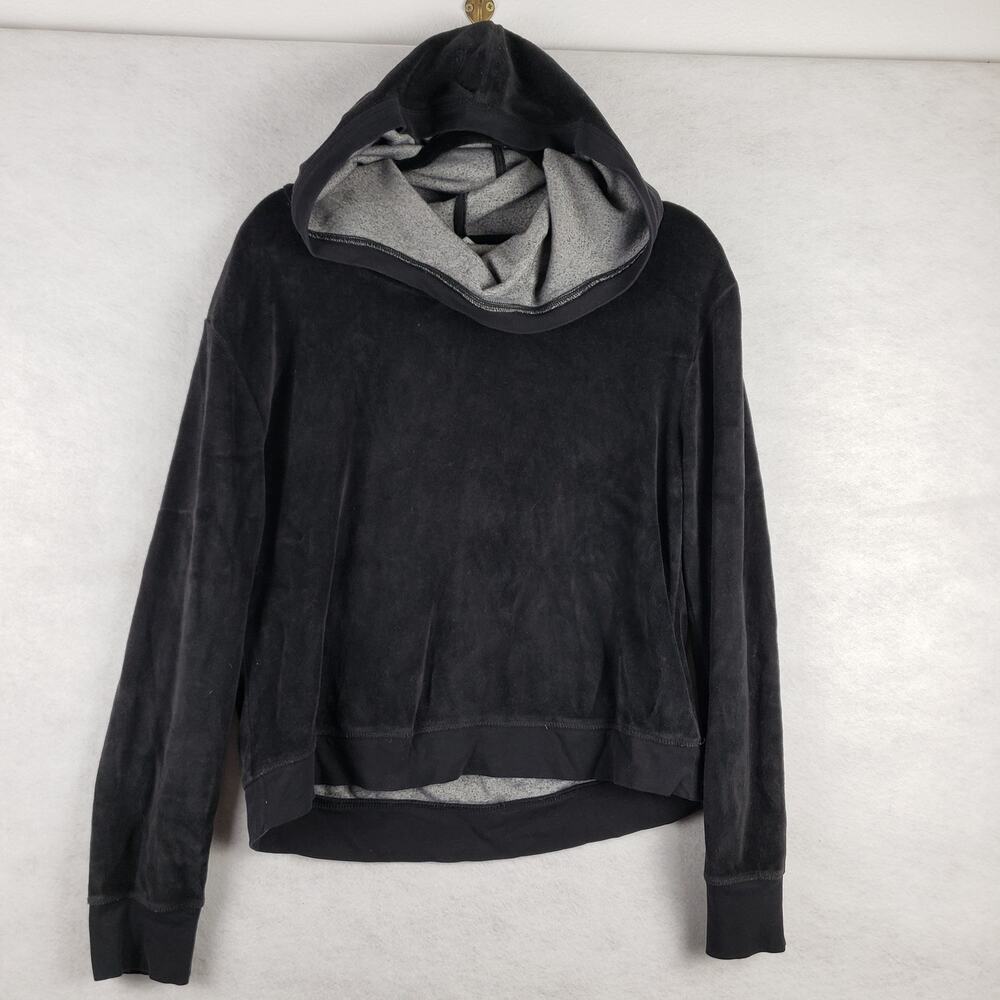 Zella Women's L Funnel Neck‎ Hoodie Sweat Shirt Black Velour Minimalist Comfy